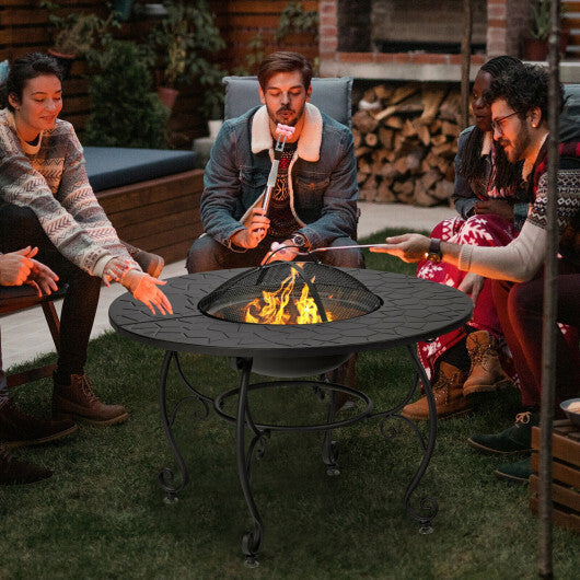 35.5 Feet Patio Fire Pit Dining Table With Cooking BBQ Grate LuxuryLifeWay Online Store