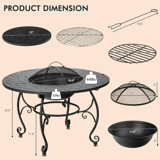 35.5 Feet Patio Fire Pit Dining Table With Cooking BBQ Grate LuxuryLifeWay Online Store
