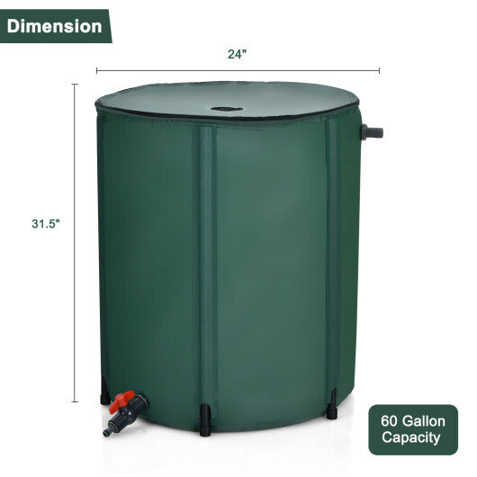 60 Gallon Portable Collapsible Rain Barrel Water Collector for Watering LuxuryLifeWay Online Store