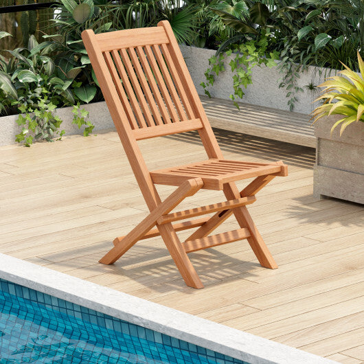 Indonesia Teak Wood Patio Folding Dining Chair with Slatted Seat LuxuryLifeWay Online Store
