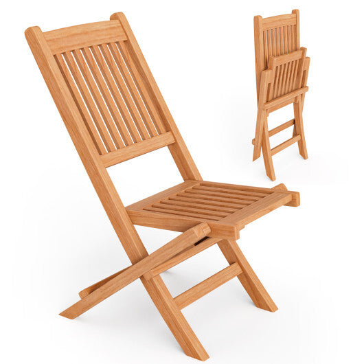 Indonesia Teak Wood Patio Folding Dining Chair with Slatted Seat LuxuryLifeWay Online Store