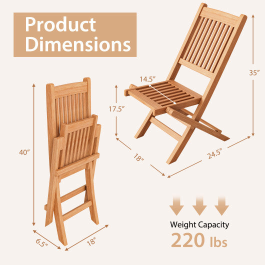 Indonesia Teak Wood Patio Folding Dining Chair with Slatted Seat LuxuryLifeWay Online Store