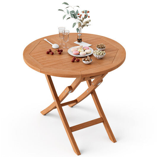 31.5 Inch Folding Patio Indonesia Teak Wood Round Coffee Table LuxuryLifeWay Online Store