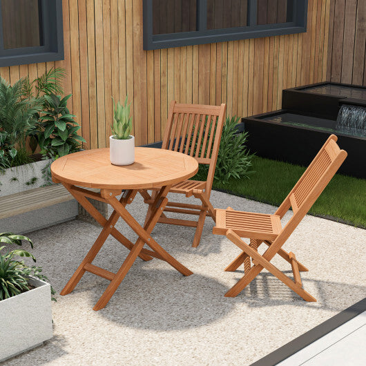 31.5 Inch Folding Patio Indonesia Teak Wood Round Coffee Table LuxuryLifeWay Online Store