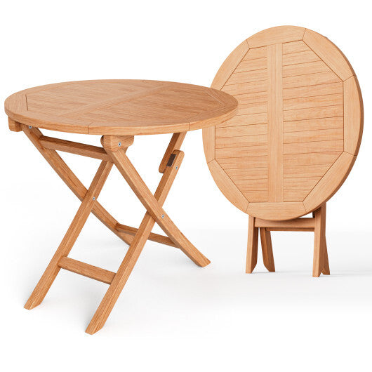 31.5 Inch Folding Patio Indonesia Teak Wood Round Coffee Table LuxuryLifeWay Online Store