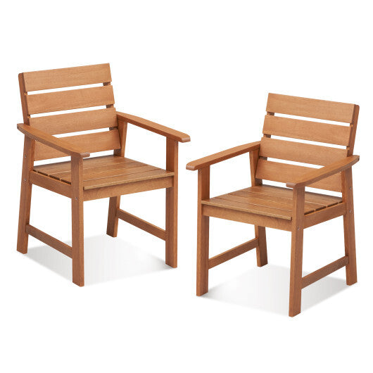 2 Piece Patio Hardwood Chair with Slatted Seat and Inclined Backrest LuxuryLifeWay Online Store