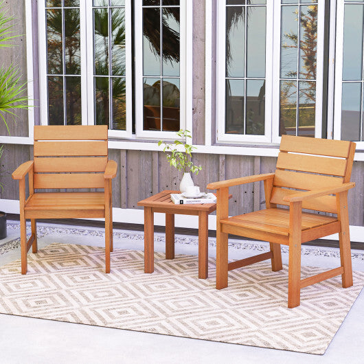 2 Piece Patio Hardwood Chair with Slatted Seat and Inclined Backrest LuxuryLifeWay Online Store