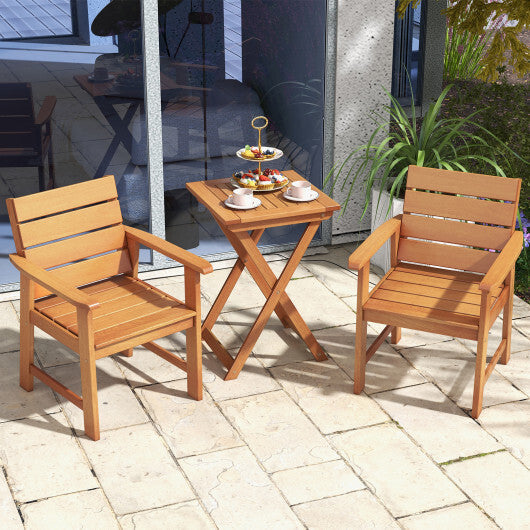 2 Piece Patio Hardwood Chair with Slatted Seat and Inclined Backrest LuxuryLifeWay Online Store