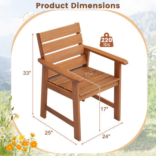 2 Piece Patio Hardwood Chair with Slatted Seat and Inclined Backrest LuxuryLifeWay Online Store