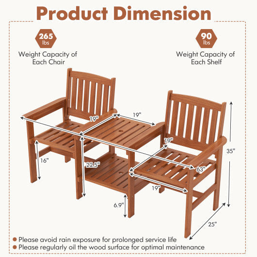 2-Seater Outdoor Patio Furniture Set with 1.57 Inch Umbrella Hole LuxuryLifeWay Online Store
