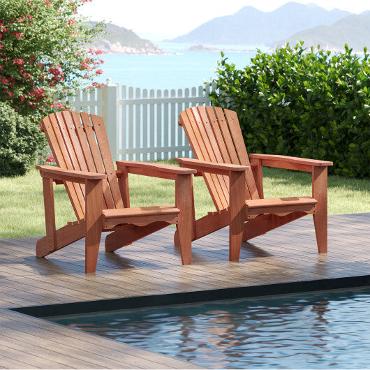 Solid Wood Adirondack Chair with High  Backrest and Wide Armrests LuxuryLifeWay Online Store