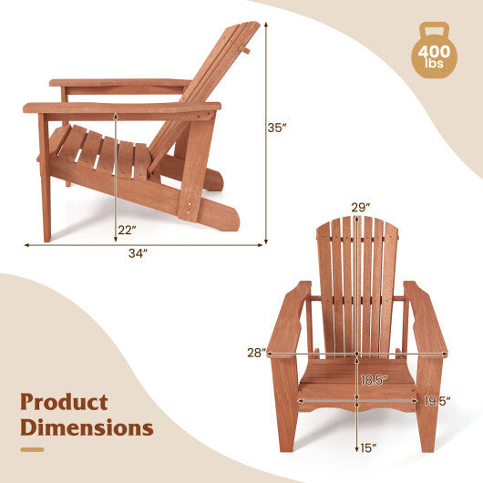 Solid Wood Adirondack Chair with High  Backrest and Wide Armrests LuxuryLifeWay Online Store