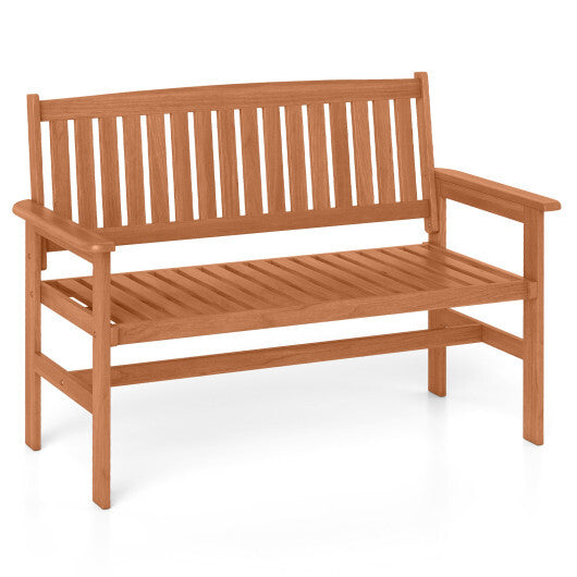 2-Person Patio Loveseat with Slatted Backrest and Comfortable Armrests LuxuryLifeWay Online Store