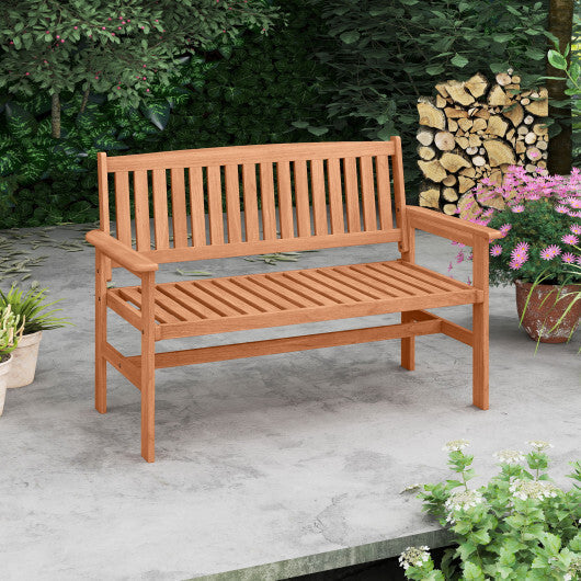 2-Person Patio Loveseat with Slatted Backrest and Comfortable Armrests LuxuryLifeWay Online Store