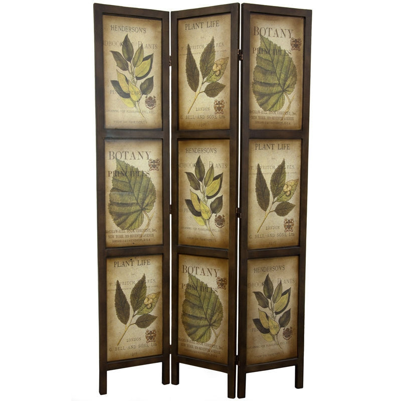 3-Panel Double Sided Floral Botany Plant Life Floral Leaves Room Divider LuxuryLifeWay Online Store