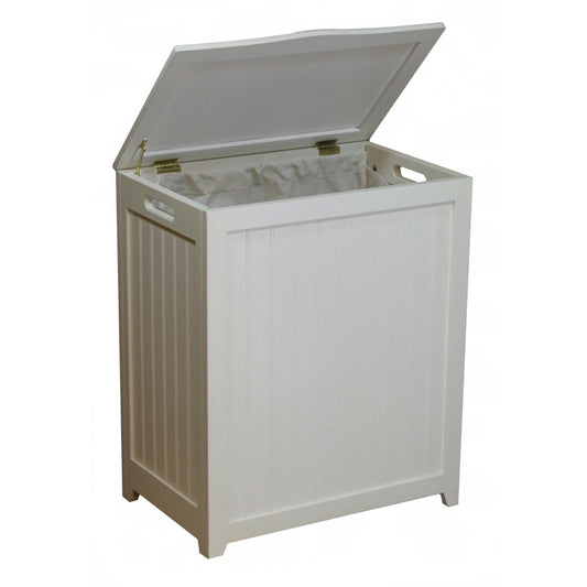 White Solid Wood Rectangular Laundry Hamper LuxuryLifeWay Online Store