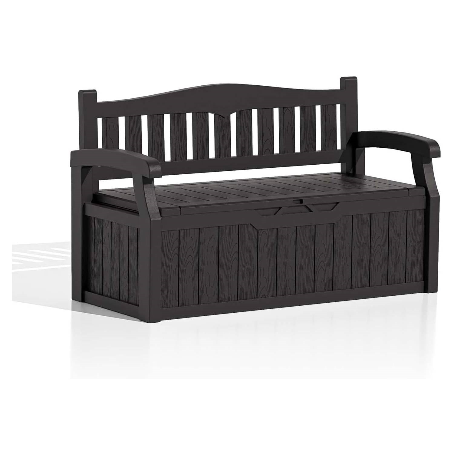Heavy Duty Black Plastic Outdoor Storage Garden Bench Patio Deck Box LuxuryLifeWay Online Store