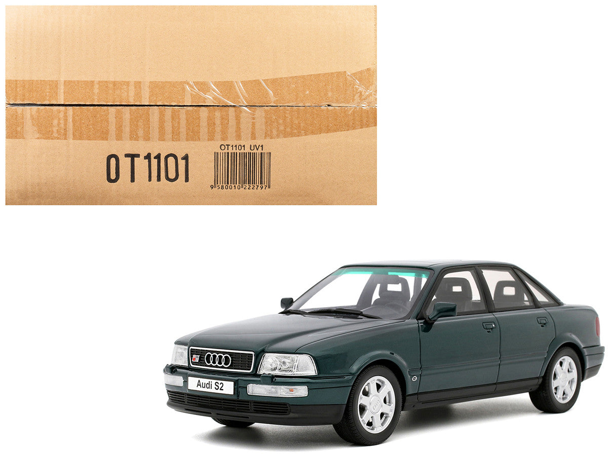1993 Audi S2 Sedan Emerald Green Metallic Limited Edition to 2000 pieces Worldwide 1/18 Model Car by Otto Mobile LuxuryLifeWay Online Store
