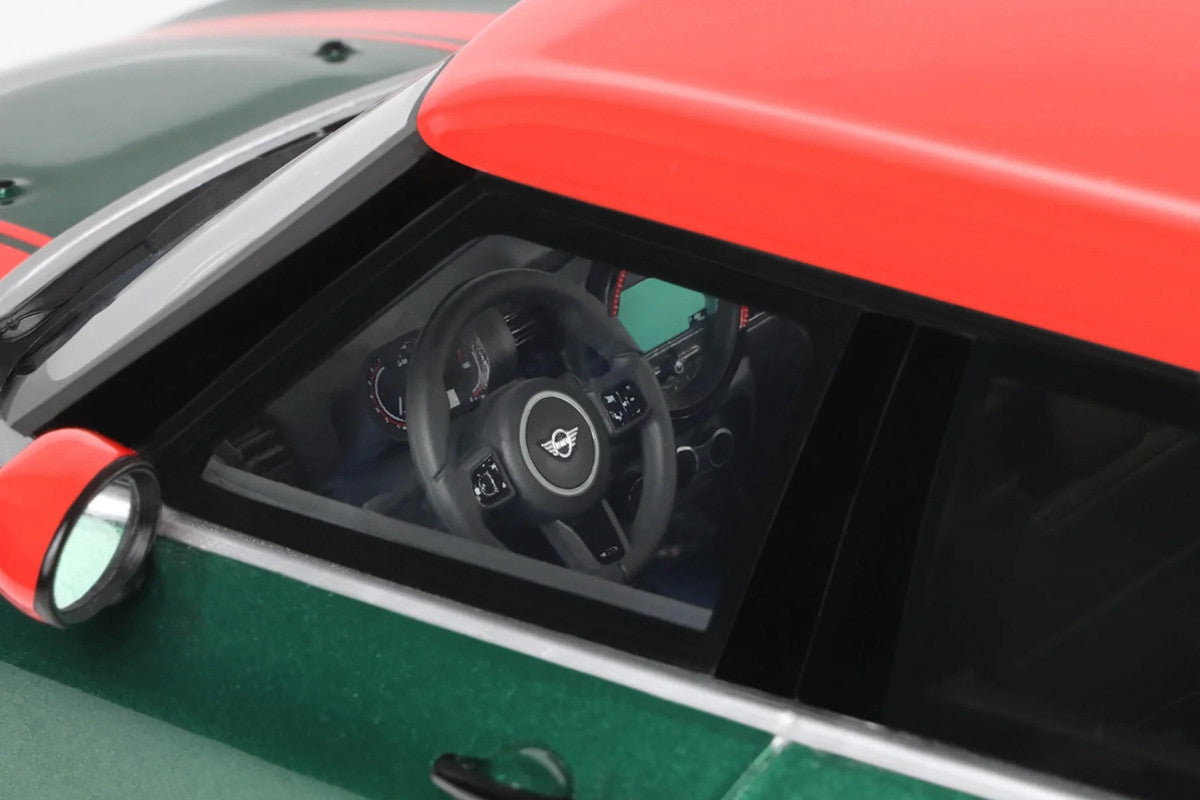 2021 Mini Clubman (F54) JCW British Green Metallic with Red Top and Stripes Limited Edition to 999 pieces Worldwide 1/18 Model Car by Otto Mobile LuxuryLifeWay Online Store