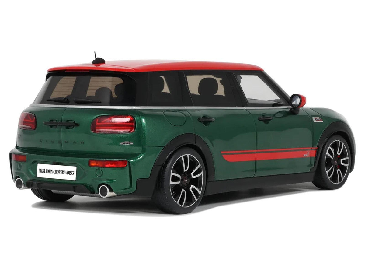 2021 Mini Clubman (F54) JCW British Green Metallic with Red Top and Stripes Limited Edition to 999 pieces Worldwide 1/18 Model Car by Otto Mobile LuxuryLifeWay Online Store