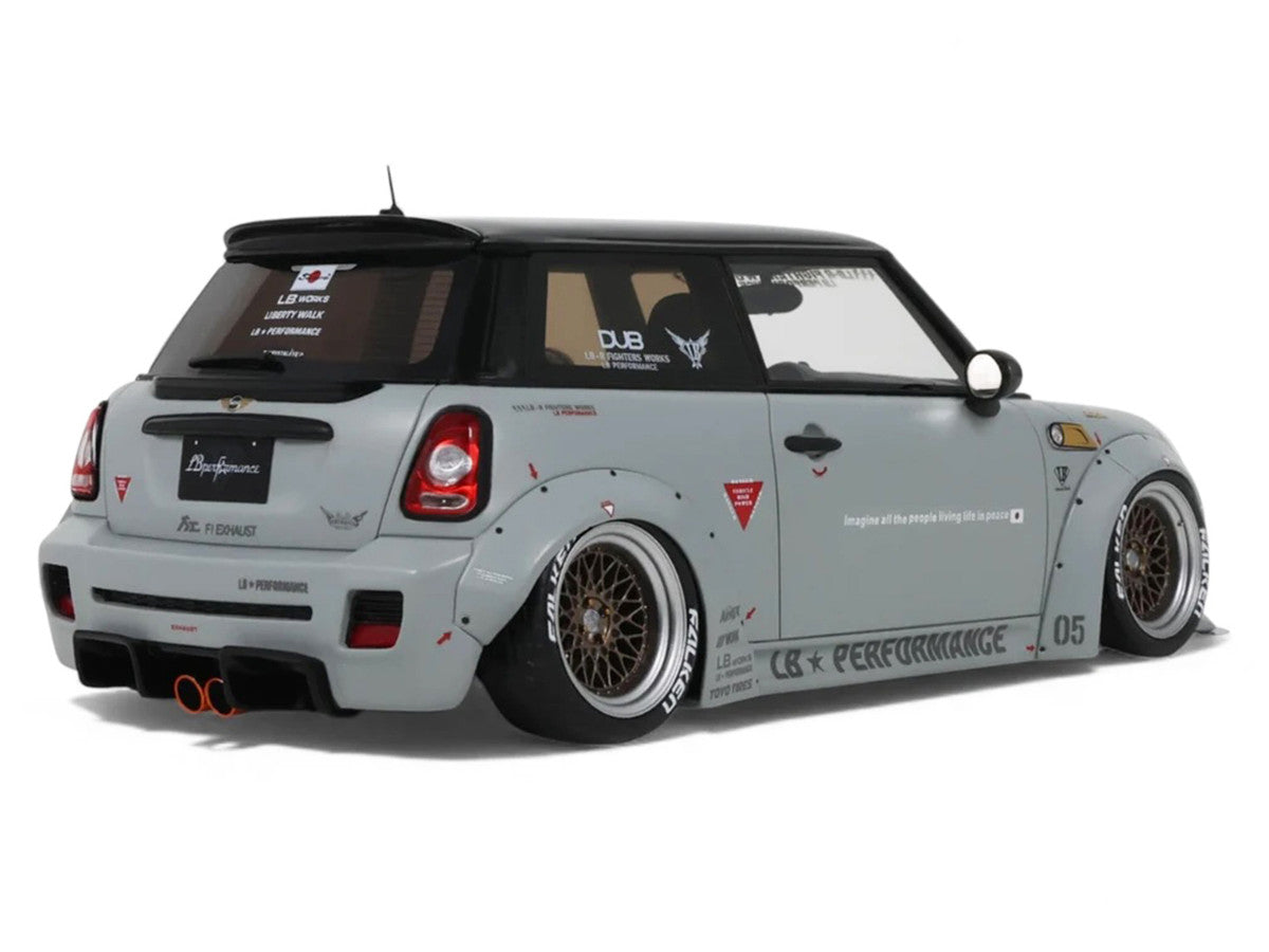 2015 Mini Cooper R56 LB-Works "LB Nation" Gray with Black Top Limited Edition to 999 pieces Worldwide 1/18 Model Car by Otto Mobile LuxuryLifeWay Online Store
