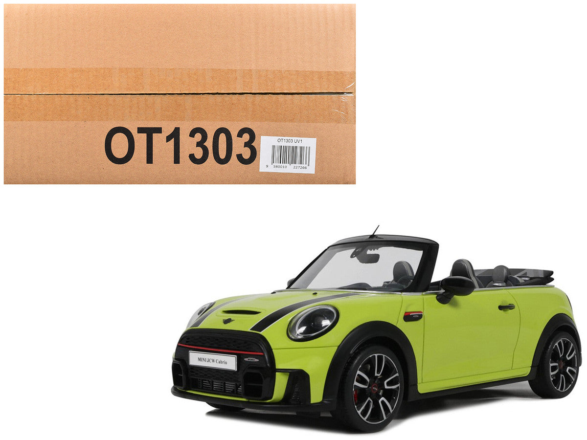 2021 Mini JCW Cabrio Zesty Yellow with Black Stripes 1/18 Model Car by Otto Mobile LuxuryLifeWay Online Store