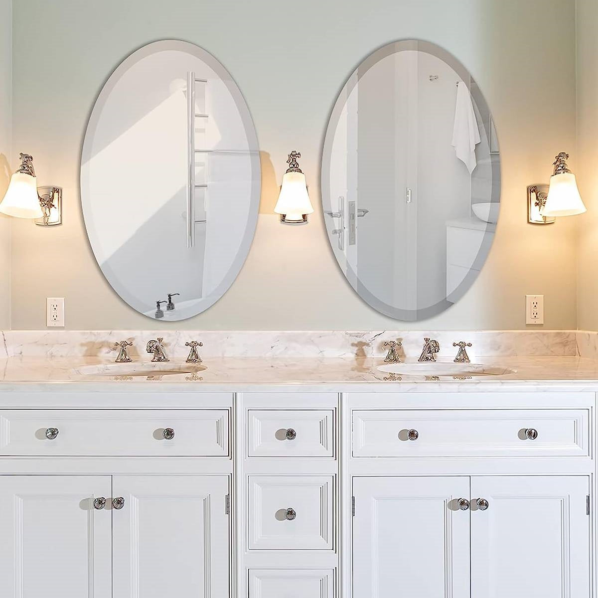 Oval 36 x 24-inch Beveled Bathroom Living Room Vanity Frameless Wall Mirror LuxuryLifeWay Online Store