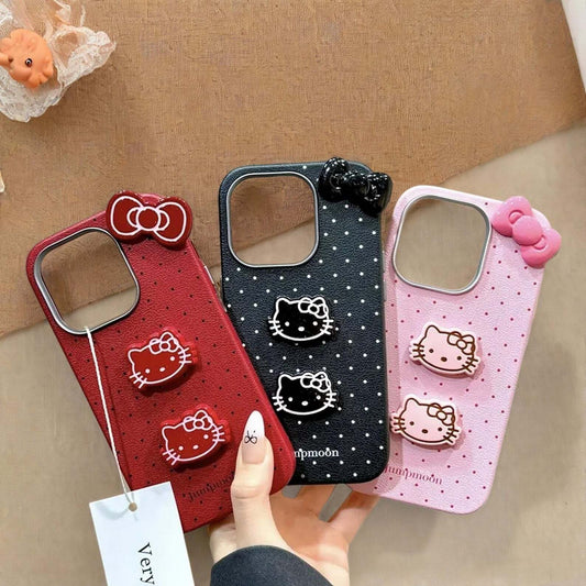 So Sweet Kitty Baby Bowknot Case for Samsung Galaxy S25 S24 Ultra S23 S22 Plus - Soft Leather Style Luxury Protective Phone Cover LuxuryLifeWay Online Store