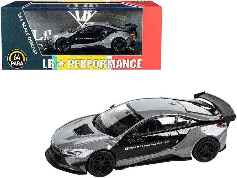 BMW i8 Liberty Walk Gray and Black "LB Performance" Series 1/64 Diecast Model Car by Paragon LuxuryLifeWay Online Store