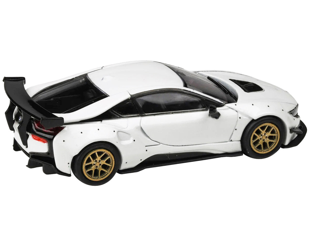 BMW i8 Liberty Walk White with Gold Wheels 1/64 Diecast Model Car by Paragon Models LuxuryLifeWay Online Store