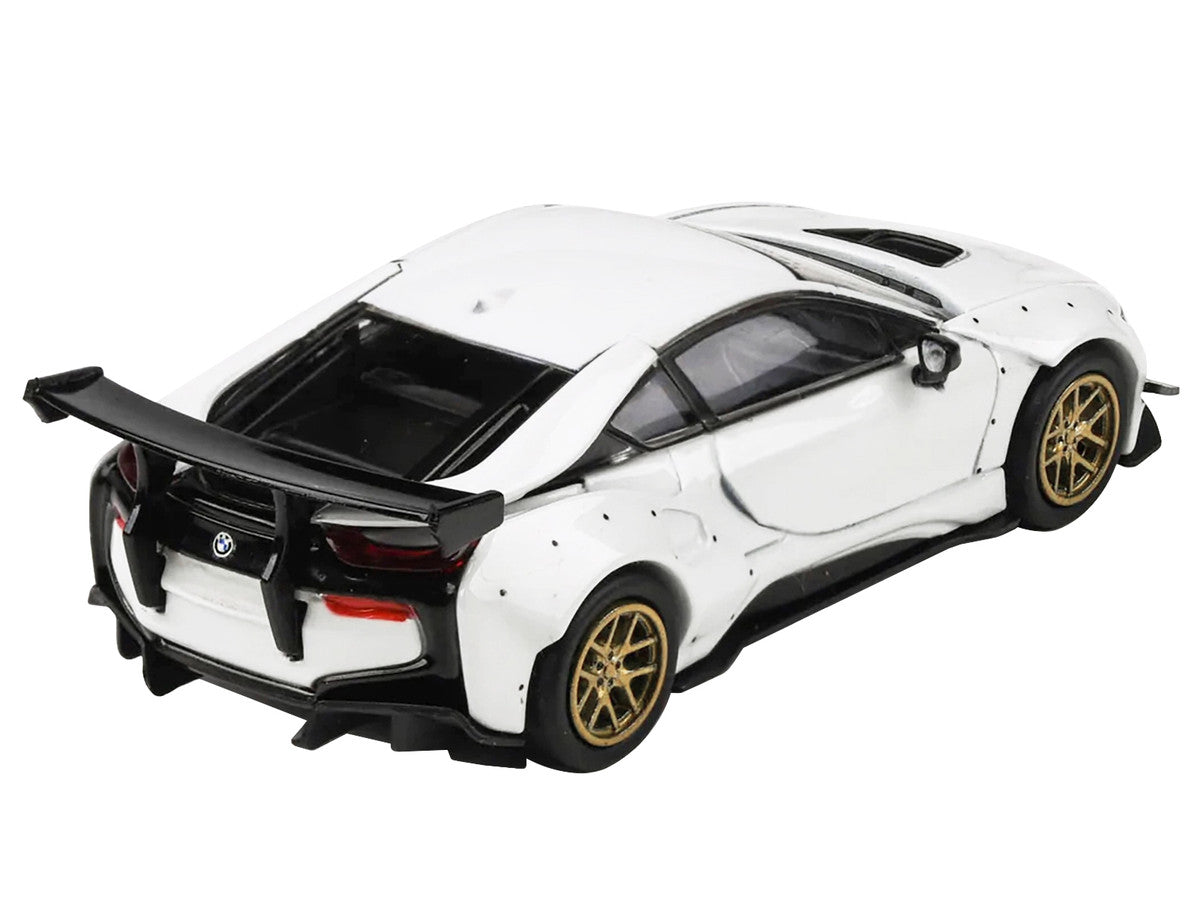 BMW i8 Liberty Walk White with Gold Wheels 1/64 Diecast Model Car by Paragon Models LuxuryLifeWay Online Store