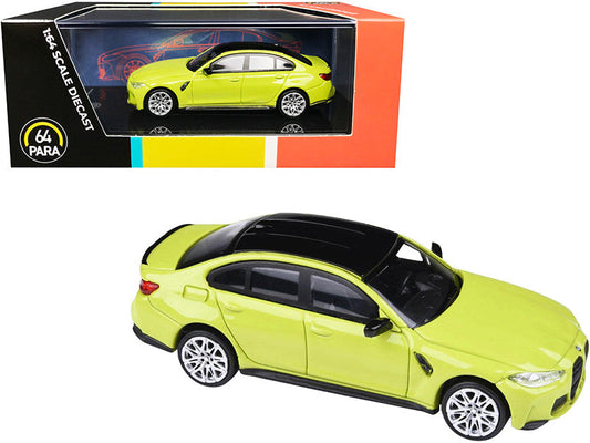BMW M3 (G80) Sao Paulo Yellow with Black Top 1/64 Diecast Model Car by Paragon LuxuryLifeWay Online Store