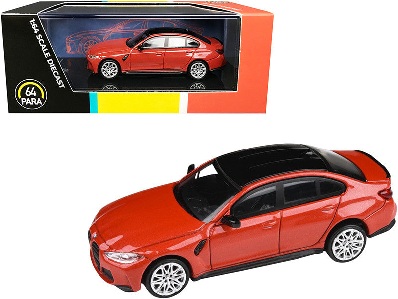 BMW M3 (G80) Toronto Red Metallic with Black Top 1/64 Diecast Model Car by Paragon LuxuryLifeWay Online Store