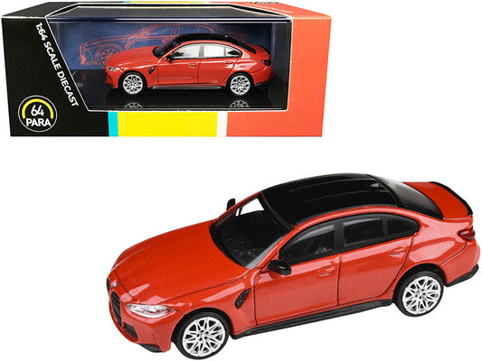BMW M3 (G80) Toronto Red Metallic with Black Top 1/64 Diecast Model Car by Paragon LuxuryLifeWay Online Store