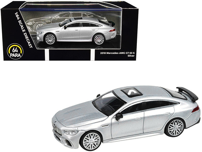 2018 Mercedes-AMG GT 63 S with Sunroof Silver Metallic 1/64 Diecast Model Car by Paragon Models LuxuryLifeWay Online Store