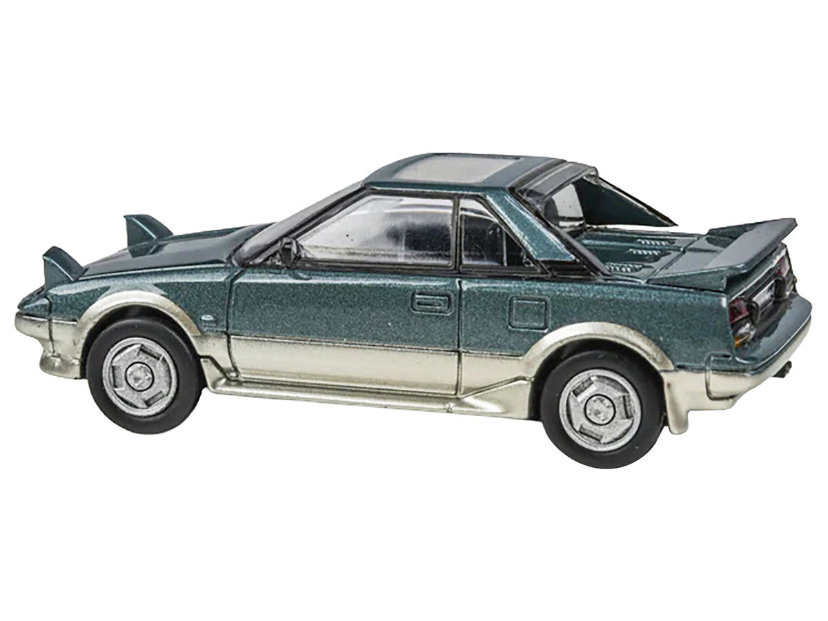 1985 Toyota MR2 MK1 Green Metallic and Gold with Sunroof 1/64 Diecast Model Car by Paragon Models LuxuryLifeWay Online Store