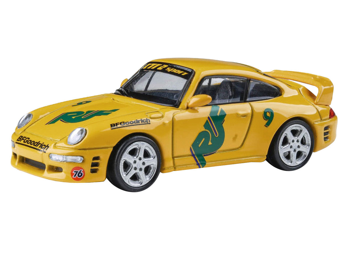 RUF CTR2 #9 "Pikes Peak" Yellow with Graphics 1/64 Diecast Model Car by Paragon Models LuxuryLifeWay Online Store