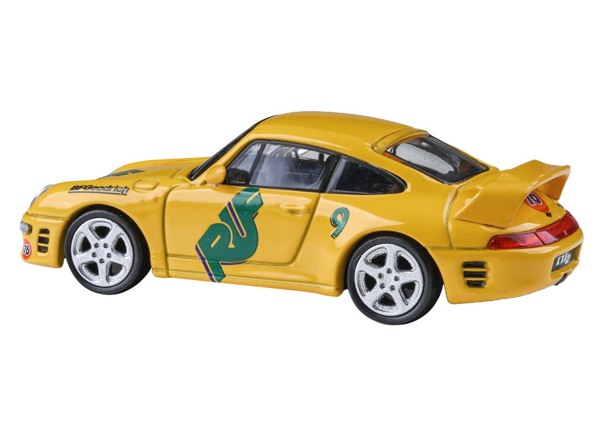 RUF CTR2 #9 "Pikes Peak" Yellow with Graphics 1/64 Diecast Model Car by Paragon Models LuxuryLifeWay Online Store