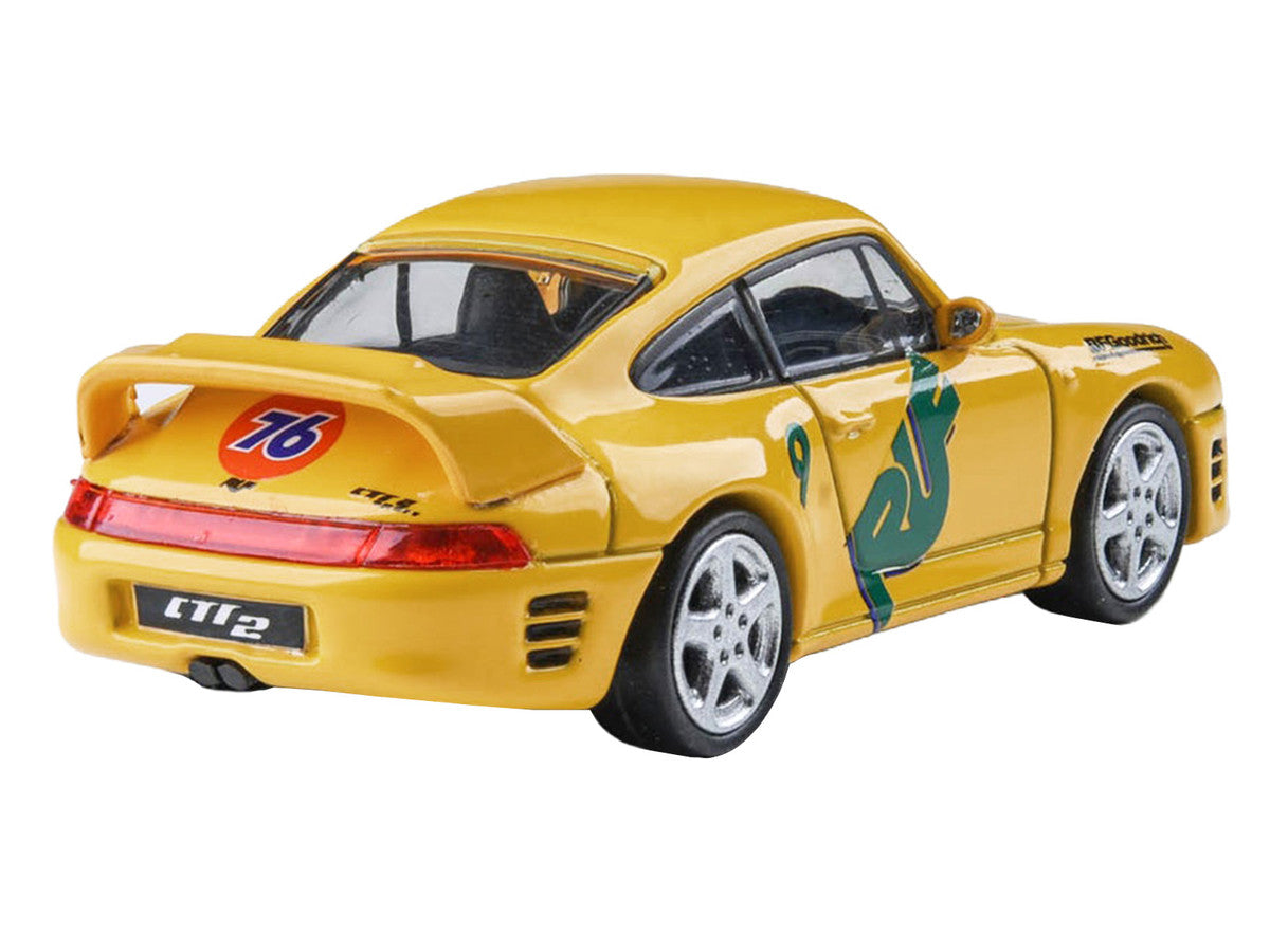 RUF CTR2 #9 "Pikes Peak" Yellow with Graphics 1/64 Diecast Model Car by Paragon Models LuxuryLifeWay Online Store