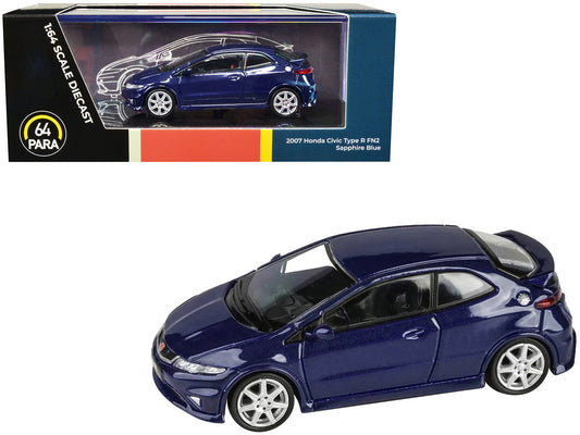 2007 Honda Civic Type R FN2 Sapphire Blue Metallic 1/64 Diecast Model Car by Paragon Models LuxuryLifeWay Online Store