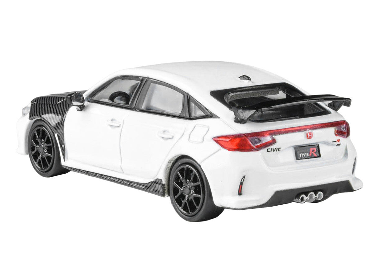 2025 Honda Civic Type R FL5 White with Carbon Hood and Accents 1/64 Diecast Model Car by Paragon Models LuxuryLifeWay Online Store