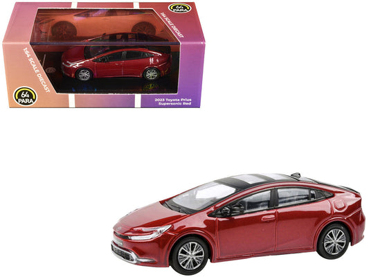 2023 Toyota Prius Supersonic Red Metallic with Black Top and Sun Roof and Sun Roof 1/64 Diecast Model Car by Paragon Models LuxuryLifeWay Online Store