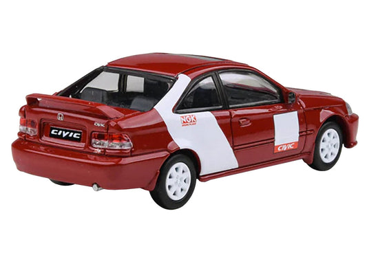 1999 Honda Civic Si EM1 "Kanjo Livery" Red with White Stripes 1/64 Diecast Model Car by Paragon Models LuxuryLifeWay Online Store