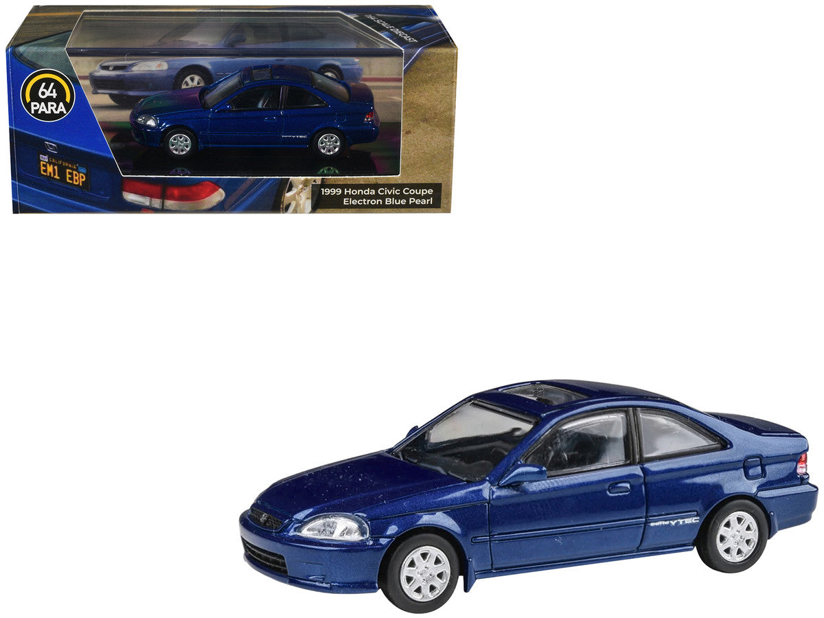 1999 Honda Civic Coupe Electron Blue Pearl Metallic with Sunroof 1/64 Diecast Model Car by Paragon Models LuxuryLifeWay Online Store