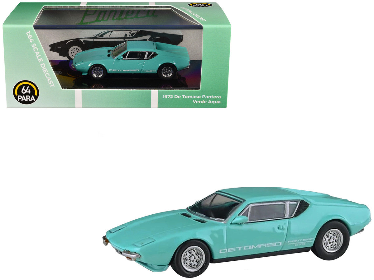 1972 De Tomaso Pantera Verde Aqua 1/64 Diecast Model Car by Paragon Models LuxuryLifeWay Online Store
