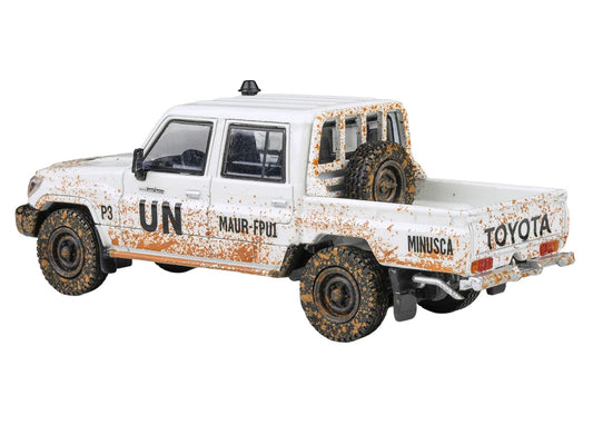 2014 Toyota Land Cruiser LC 79 Pickup Truck "UN MINUSCA" White (Dirty Version) 1/64 Diecast Model Car by Paragon Models LuxuryLifeWay Online Store