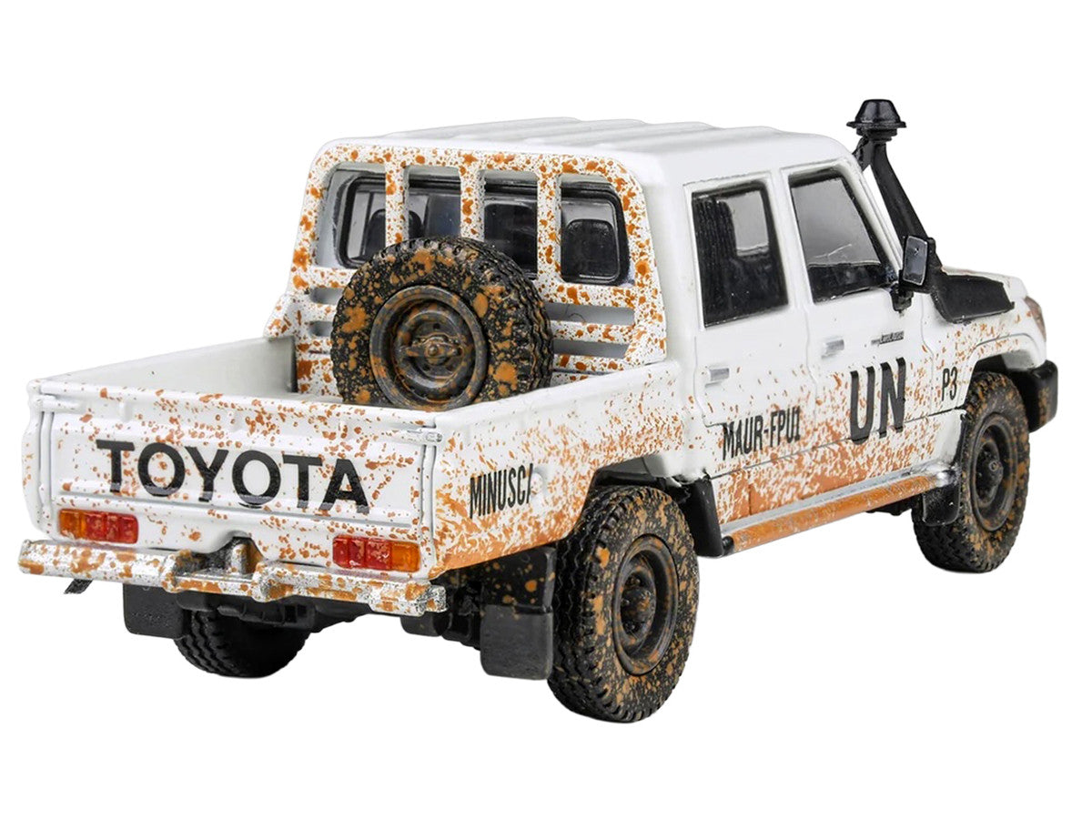 2014 Toyota Land Cruiser LC 79 Pickup Truck "UN MINUSCA" White (Dirty Version) 1/64 Diecast Model Car by Paragon Models LuxuryLifeWay Online Store