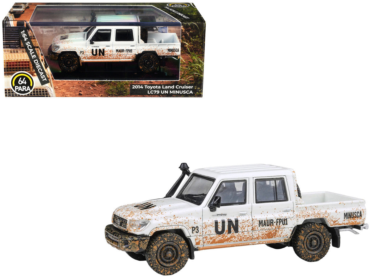 2014 Toyota Land Cruiser LC 79 Pickup Truck "UN MINUSCA" White (Dirty Version) 1/64 Diecast Model Car by Paragon Models LuxuryLifeWay Online Store