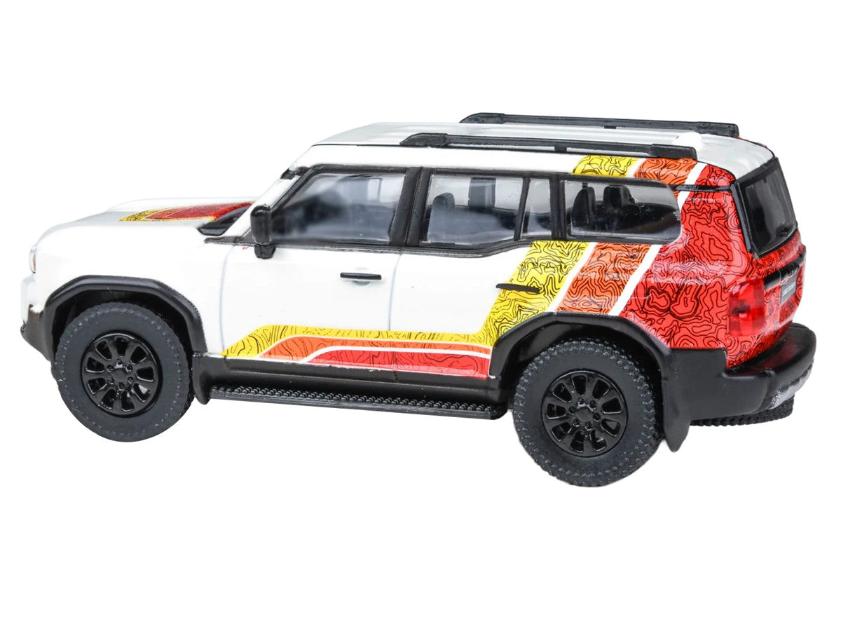 2024 Toyota Land Cruiser 250 Prado White with "TRD" Stripes 1/64 Diecast Model Car by Paragon Models LuxuryLifeWay Online Store