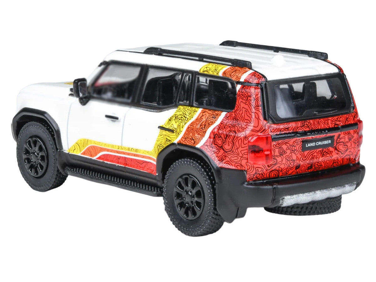 2024 Toyota Land Cruiser 250 Prado White with "TRD" Stripes 1/64 Diecast Model Car by Paragon Models LuxuryLifeWay Online Store